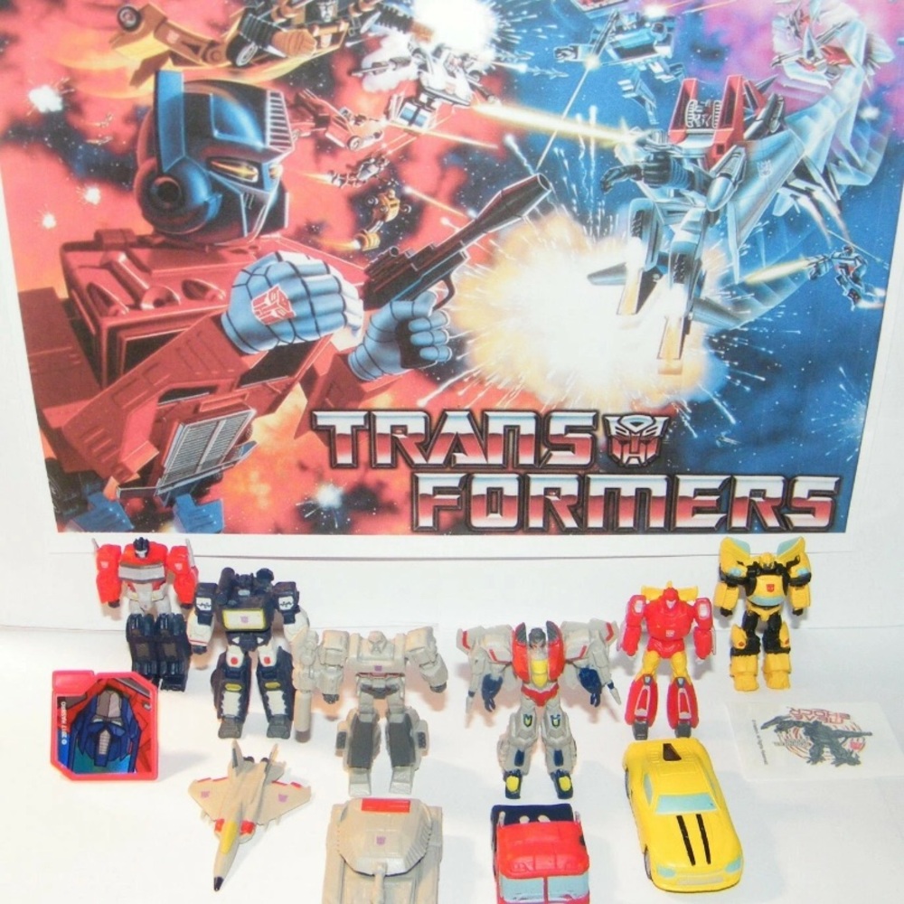 Transformers Party Favors Set of 12 with 10 Figures / Vehicles, Tattoo and Ring!